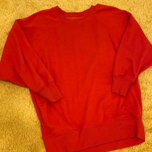 Red fleece lined crewneck! WITH POCKETS